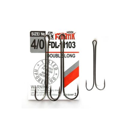 Fanatik Long Shank Double Hook Black #4/0 /2pcs