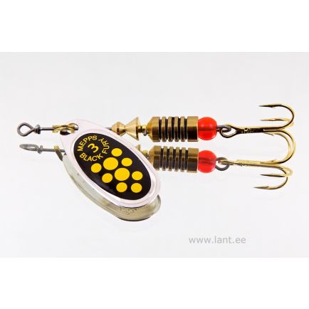 Mepps Black Fury Gul Prik / Sølv Nr. 3 / 6,5g