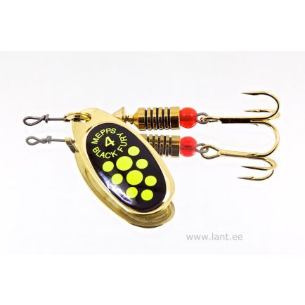 Mepps Black Fury Chartreuse Dot / Guld Nr. 4 / 8g