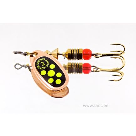 Spinner Mepps Aglia Black Fury Silver All Sizes With Dots Fluo Chartreuse 