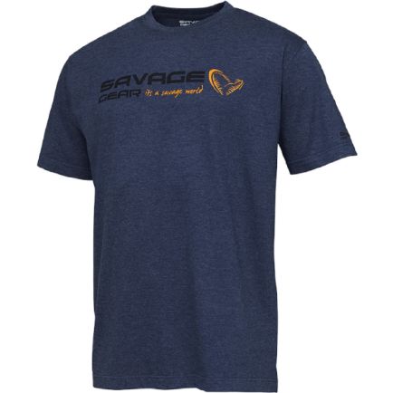 Savage Gear Signature Logo Blue Melange T-Shirt size M
