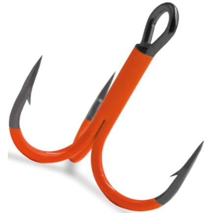 VMC 1x Strong Round UV Orange Treble Hooks 4551 #2/0 /4pcs