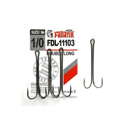 Fanatik Long Shank Double Hook Black #1/0 /3pcs