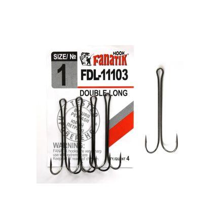 Fanatik Long Shank Double Hook Black #1 /4pcs