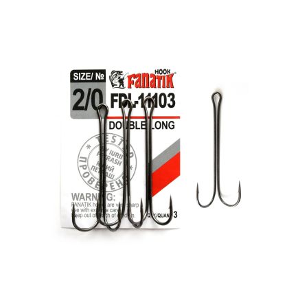 Fanatik Long Shank Double Hook Black #2/0 /3pcs
