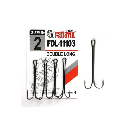 Fanatik Long Shank Double Hook Black #2/4pcs